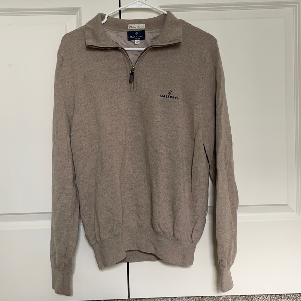 Brand New 3 quarter zip OEM Factory Beige Maserati Sweater